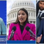 Combo de fotografías de archivo de la excandidata demócrata en las elecciones de 2016, Hillary Clinton (i), la legisladora progresista Alexandria Ocasio Cortez (c) y del presidente de EE.UU., Joe Biden. EFE