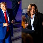 Combo de fotografías del ex presidente de los EE.UU. y actual candidato presidencial republicano, Donald Trump y la vicepresidenta de los EE.UU. y candidata presidencial demócrata, Kamala Harris. EFE/EPA/ Jim Lo Scalzo / Cydni Elledge