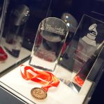 Fotografía cedida por The Paley Center for Media de varios galardones de los Grammy Latinos en la exposición 'Los Latin Grammys: 25 años de excelencia musical', que abrió sus puertas al público este viernes en la sede de este museo en Nueva York (EEUU). EFE/The Paley Center for Media /SOLO USO EDITORIAL /NO VENTAS /SOLO DISPONIBLE PARA ILUSTRAR LA NOTICIA QUE ACOMPAÑA /CRÉDITO OBLIGATORIO