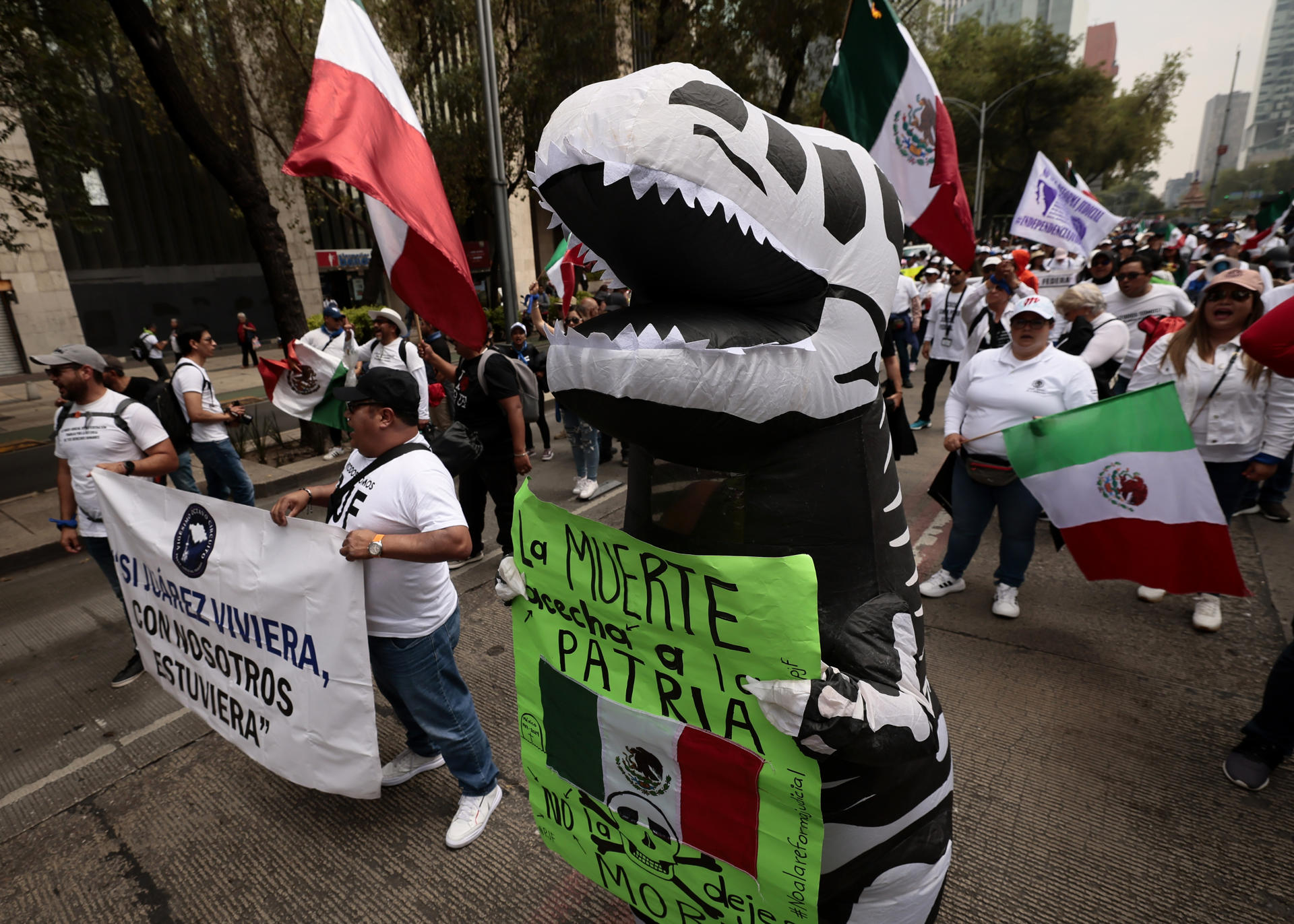 Miles de personas protestan en contra de la reforma judicial este martes, en Ciudad de México (México). EFE/José Méndez
