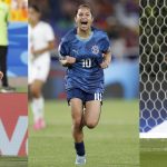 Combo de tres fotografías donde se ven las jugadoras Dona Scannapieco (i) de Francia, Fátima Acosta (c) de Paraguay y Loreen Bender de Alemania. EFE/ Mauricio Dueñas/ Ernesto Guzmán Jr./Carlos Ortega