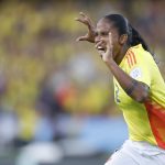 Mary Álvarez de Colombia celebra su gol en un partido del grupo A de la Copa Mundial Femenina sub-20. EFE/ Luis Eduardo Noriega Arboleda