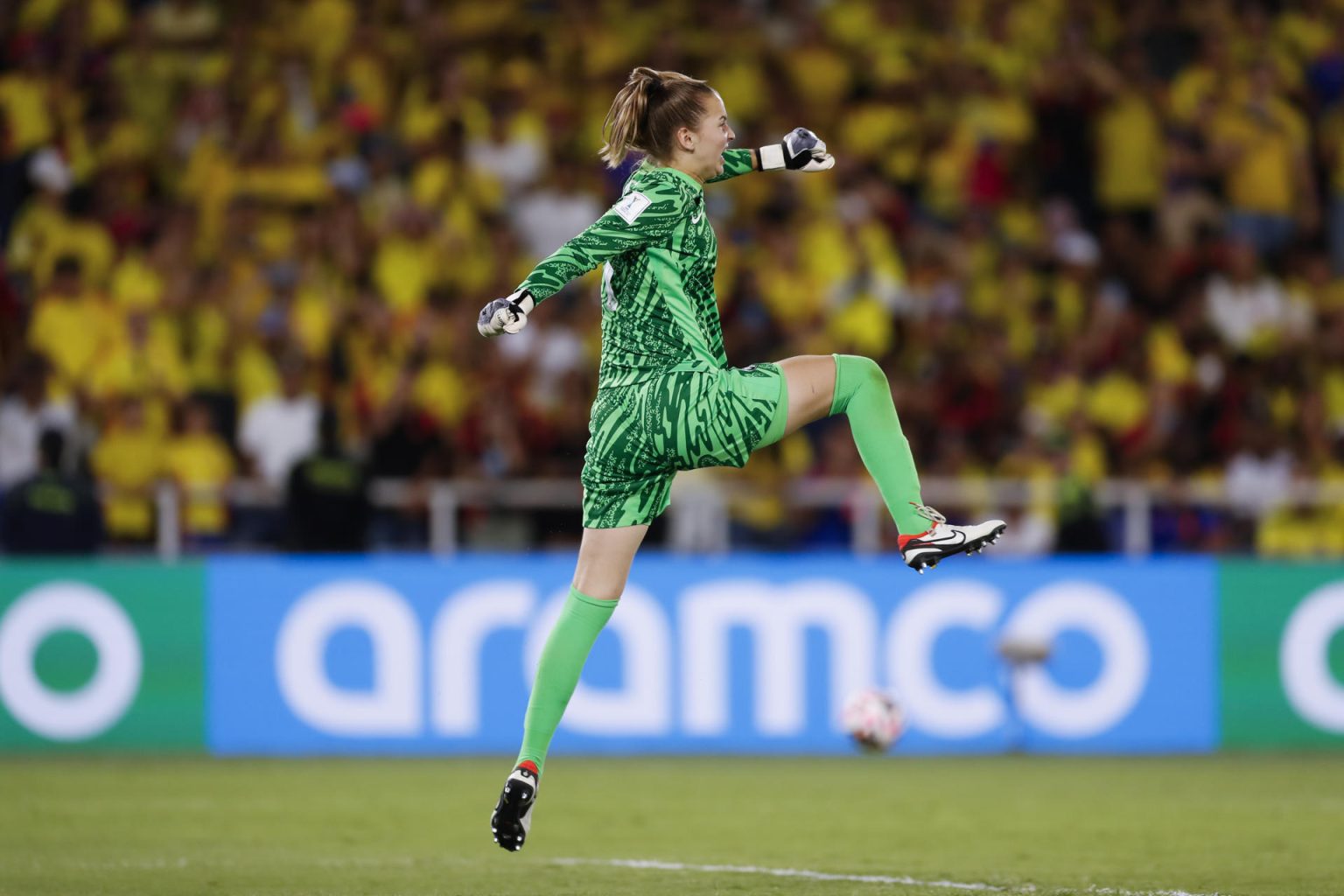 La portera Femke Liefting fue la artífce de la clasificación de la selección de Países Bajos a las selmifinales del Mundial sub-20 femenino. EFE/ Ernesto Guzmán Jr.