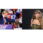 Combo de fotografías que muestra al candidato republicano Donald Trump (i) en un mitin de campaña en la Expo en el World Market Center en Las Vegas el pasado viernes y la cantante Taylor Swift posando durante la alfombra roja de los MTV Video Music Awards 2024, en el UBS Arena el pasado miércoles, en Nueva York (EE.UU.). EFE/Bizuayehu Tesfaye y Octavio Guzmán