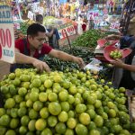 Un vendedor ofrece frutas y verduras, en el mercado de Jamaica de la Ciudad de México (México). Imagen de archivo. EFE/ Isaac Esquivel