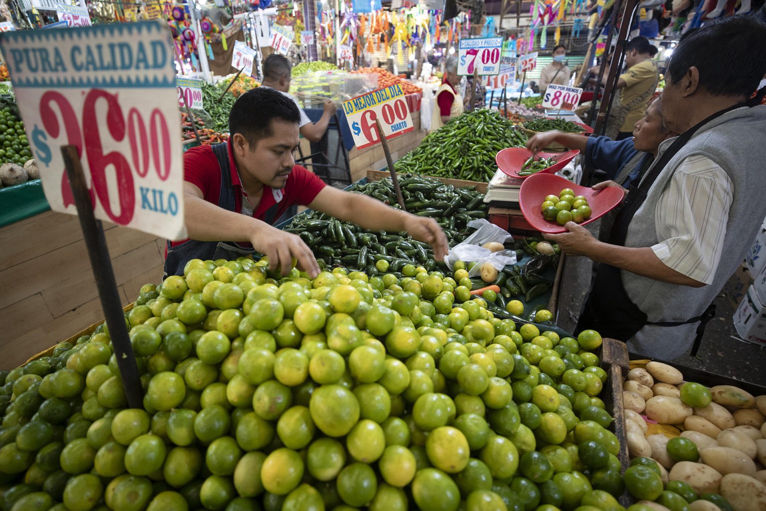 Un vendedor ofrece frutas y verduras, en el mercado de Jamaica de la Ciudad de México (México). Imagen de archivo. EFE/ Isaac Esquivel