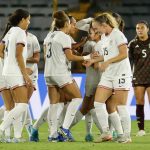 Jugadoras de Estados Unidos celebran un gol en un partido de los octavos de final de la Copa Mundial Femenina sub-20. EFE/ Mauricio Dueñas Castañeda