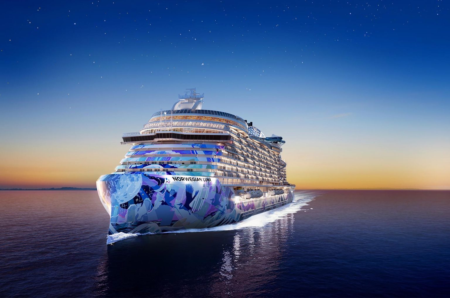 Fotografía cedida por la firma Norwegian Cruise Line (NCL) donde se muestra una imagen conceptual de su nuevo crucero, el Norwegian Luna, que debutará en Miami el 4 de abril de 2026, desde donde emprenderá trayectos por el oriente y occidente del Mar Caribe, informó la naviera este miércoles. EFE/NCL /SOLO USO EDITORIAL /NO VENTAS /SOLO DISPONIBLE PARA ILUSTRAR LA NOTICIA QUE ACOMPAÑA /CRÉDITO OBLIGATORIO