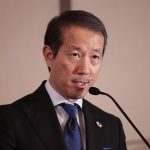 El presidente de la Cámara Japonesa de Comercio e Industria, Takaaki Kuga, habla durante una entrevista con EFE, en el marco del "Foro de hidrógeno limpio Japón-México", en la Ciudad de México (México). EFE/José Méndez