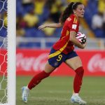 Jone Amezaga de España celebra un gol en un partido de los octavos de final de la Copa Mundial Femenina sub-20. EFE/ Ernesto Guzmán