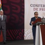 La secretaria de Seguridad y Protección Ciudadana, Rosa Icela Rodríguez, participa durante la conferencia de prensa matutina del presidente de México, Andrés Manuel López Obrador, este martes en Palacio Nacional de la Ciudad de México (México). EFE/José Méndez