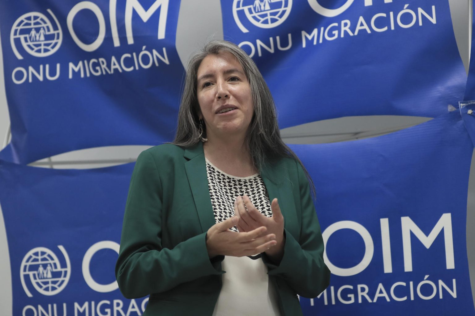 Imagen de archivo de la jefa de misión de la Organización Internacional para las Migraciones (OIM) en Honduras, Mariana Rendón. EFE/Gustavo Amador