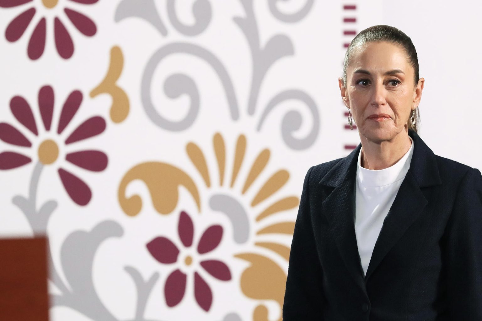 La presidenta de México, Claudia Sheinbaum, asiste a una rueda de prensa este viernes, en el Palacio Nacional de la Ciudad de México (México). EFE/ Mario Guzmán