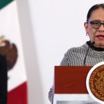 La secretaria de Gobernación, Rosa Icela Rodríguez, habla durante su participación en la rueda de prensa de la presidenta de México, Claudia Sheinbaum, este viernes, en el Palacio Nacional de la Ciudad de México (México). EFE/ Mario Guzmán