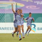 Amaya García, de España, celebra un gol ante Colombia. La Roja busca su tercer título en el Mundial femenino sub-17 de República Dominicana. EFE/ Orlando Barría