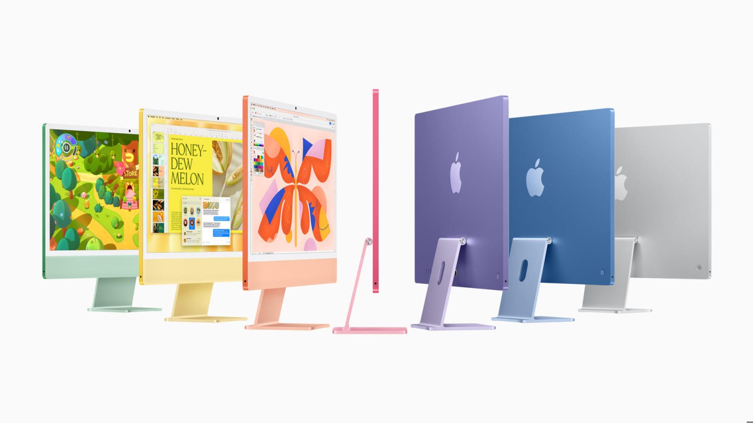 Fotografía sin fecha cedida por Apple donde se ven los nuevos iMac con un chip M4 en diferentes colores. EFE/Apple /SOLO USO EDITORIAL /NO VENTAS /SOLO DISPONIBLE PARA ILUSTRAR LA NOTICIA QUE ACOMPAÑA /CRÉDITO OBLIGATORIO