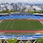 Fotografía aérea del estadio olímpico Félix Sánchez en Santo Domingo (República Dominicana). EFE/ Orlando Barría