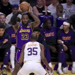 LeBron James protagonizó con 16 puntos un brutal parcial de 21-0 para los Lakers en el arranque del último cuarto ante los Kings. EFE/EPA/RYAN SUN