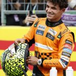 El tercer clasificado, Lando Norris de Reino Unido para el Team McLaren en la pista después de la carrera Sprint en Austin, TX, EE.UU. EFE/EPA/JOHN MABANGLO