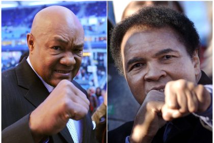 Combo de fotografías de archivo del 2 de julio de 2011 de George Foreman (i) posando en el Imtech-Arena de Hamburgo (Alemania), y Muhamad Ali el 14 de enero de 2006 en Bad Mitterndorf (Austria). EFE/ Christian Charisius / Barbara Gindl