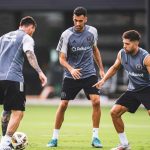 Fotografía de archivo cedida por el Inter Miami de los jugadores Leo Messi (i), Sergio Busquets (c) y Jordi Alba. EFE/ Inter Miami