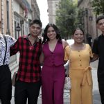 Los actores de la película mexicana 'Sujo', desde la izquierda, Jairo Hernández, Juan Jesús Varela, Karla Garrido, Yadira Pérez y Alexis Verela, posan durante su participación en el Festival Internacional de Cine de Morelia (FICM), el 19 de octubre de 2024, en el estado de Michoacán (México). EFE/Iván Villanueva