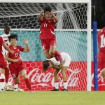 Rim-Jong Choe (c), celebra su gol, que le dio el pase a la semifinal a Corea del Norte ante Polonia en el Mundial Femenino sub-17. EFE/ Diana Sánchez