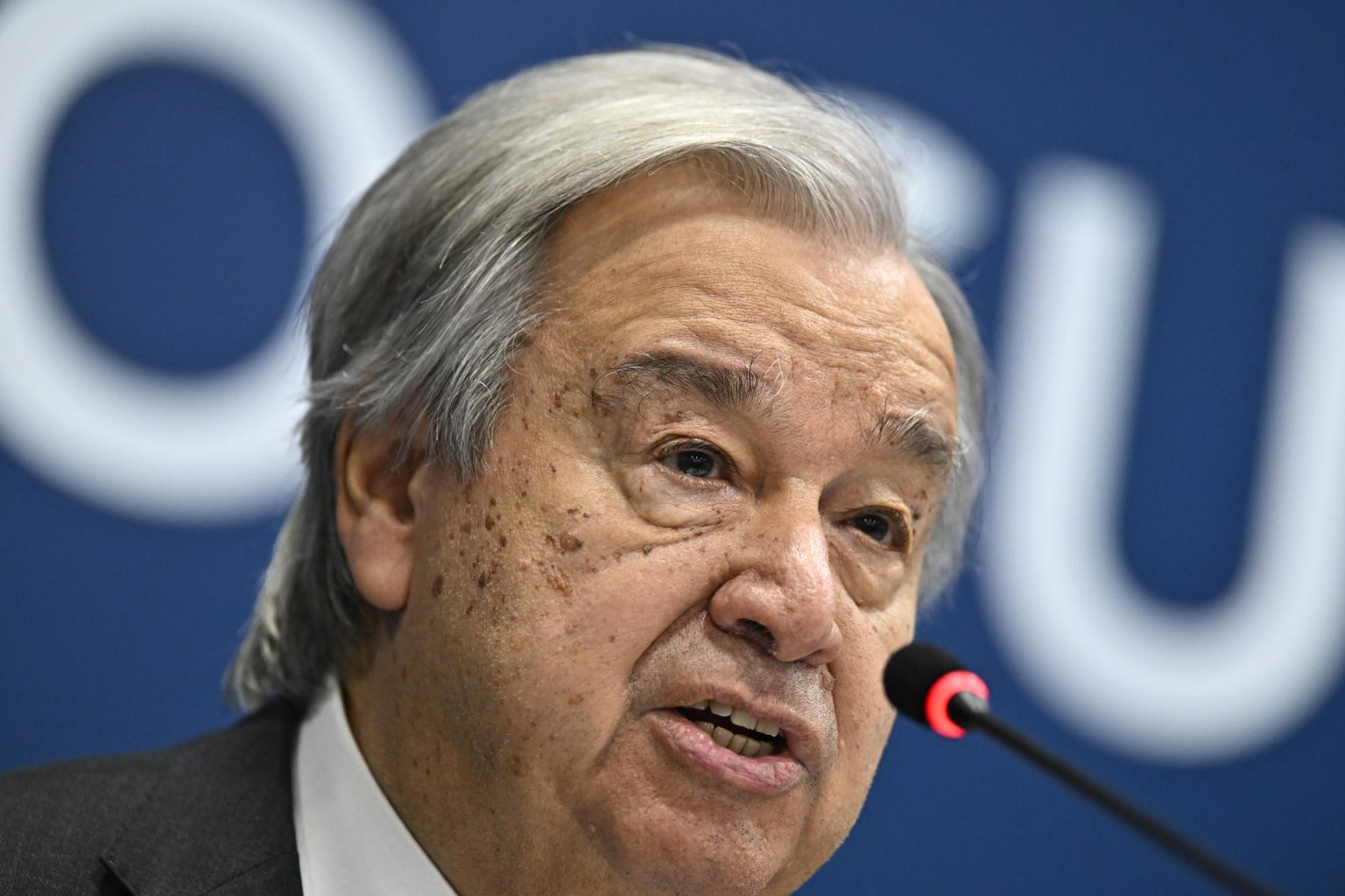 El secretario general de las Naciones Unidas (ONU), António Guterres, habla durante una conferencia de prensa. Imagen de archivo. EFE/Andre Borges