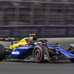 El piloto argentino de Williams, Franco Colapinto, durante los terceros entrenamientos libres del Gran Premio de Fórmula Uno de Las Vegas. EFE/EPA/SHAWN THEW