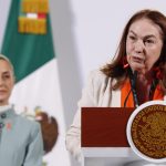 La representante de ONU Mujeres en México, Moni Pizani, habla durante una rueda de prensa este lunes, en Palacio Nacional en Ciudad de México (México). EFE/ Mario Guzmán