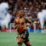 El delantero del Atlanta United Xande Silva celebra tras anotar contra el Inter Miami. EFE/ERIK S. LESSER