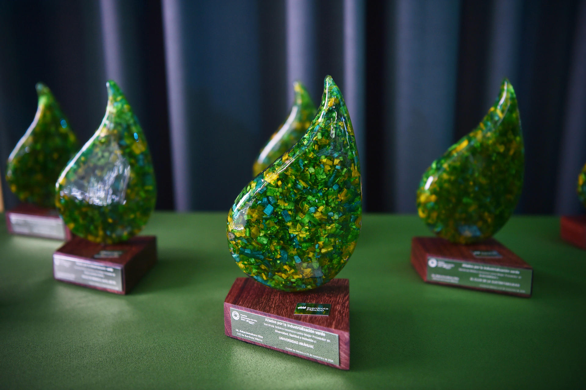 Fotografía de unos trofeos de la quinta edición de los Premios al Proveedor del año 2024 en Ciudad de México (México).EFE/ Iberdrola México
