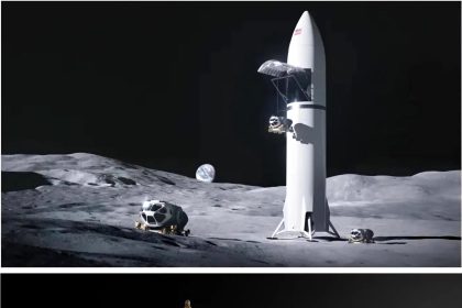 Composición de dos fotografías cedidas donde se muestran las primeras representaciones conceptuales de las variantes de carga de los sistemas de aterrizaje lunar tripulado de SpaceX (arriba), y de Blue Origin. EFE/ SpaceX/Blue Origin /SOLO USO EDITORIAL /NO VENTAS /SOLO DISPONIBLE PARA ILUSTRAR LA NOTICIA QUE ACOMPAÑA /CRÉDITO OBLIGATORIO