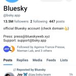 Captura de la portada de la cuenta de la red social Bluesky. La red social Bluesky alcanzó este martes los 20 millones de usuarios, tras sumar un nuevo millón de cuentas en las pasadas 24 horas, confirmó Jay Graber, responsable de la compañía. EFE/Bluesky /SOLO USO EDITORIAL /NO VENTAS /SOLO DISPONIBLE PARA ILUSTRAR LA NOTICIA QUE ACOMPAÑA /CRÉDITO OBLIGATORIO