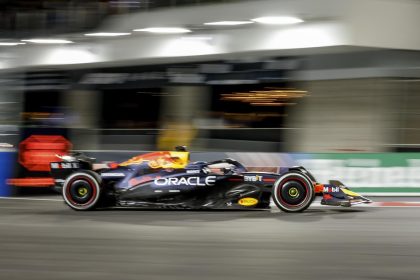 El piloto neerlandés Max Verstappen, de Red Bull Racing, durante el Gran Premio de Fórmula Uno de Las Vegas en el que se ha proclamado tetracampeón del mundo. EFE/EPA/SHAWN THEW