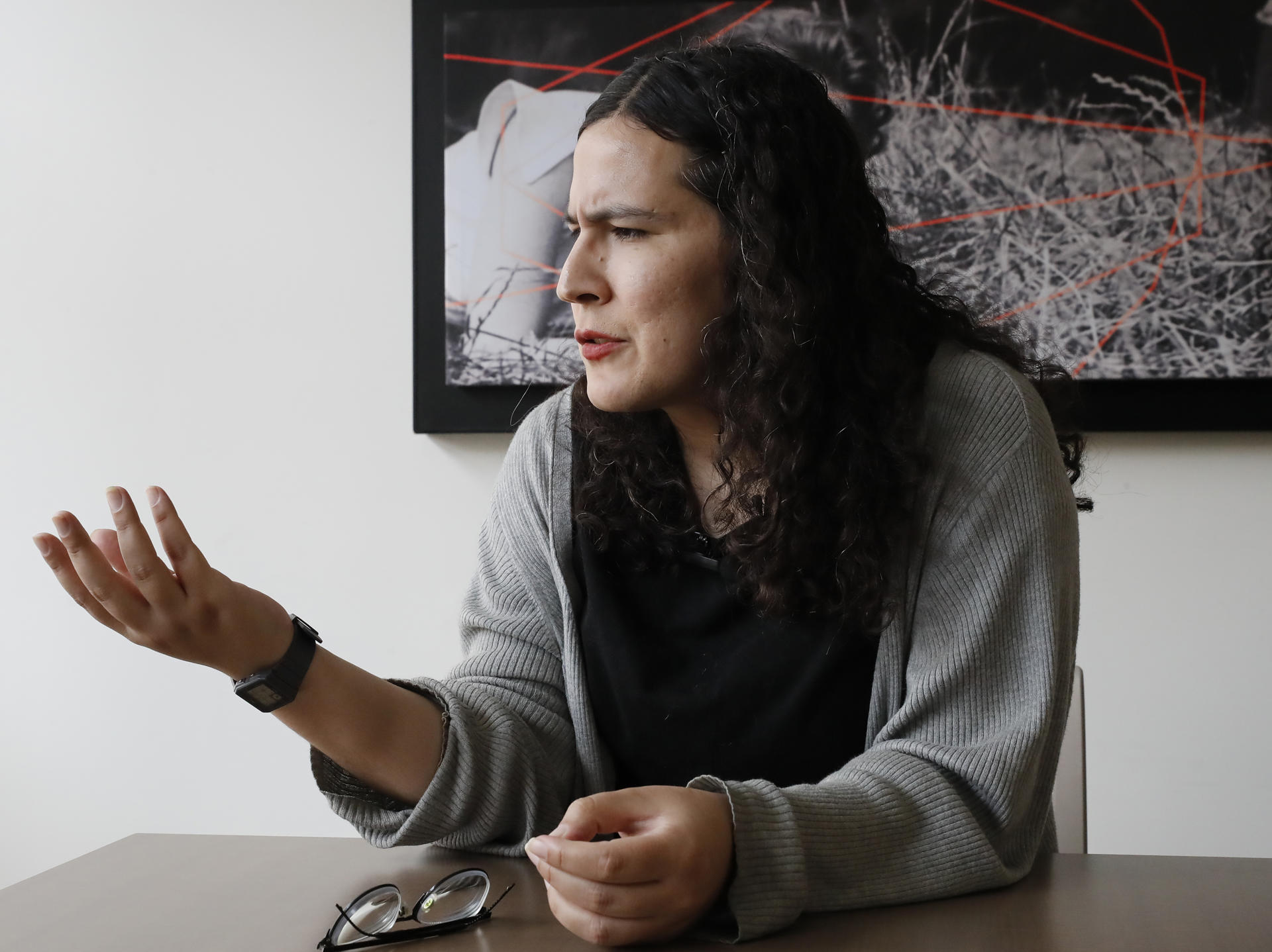 Fotografía del 15 de noviembre de 2024 de la escritora mexicana Elisa de Gortari hablando durante una entrevista con EFE, en la Ciudad de México (México). EFE/ Mario Guzmán
