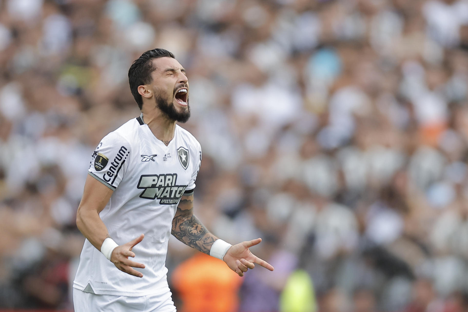 Alex Telles de Botafogo celebra su gol en la final de la Copa Libertadores. EFE/ Juan Ignacio Roncoroni
