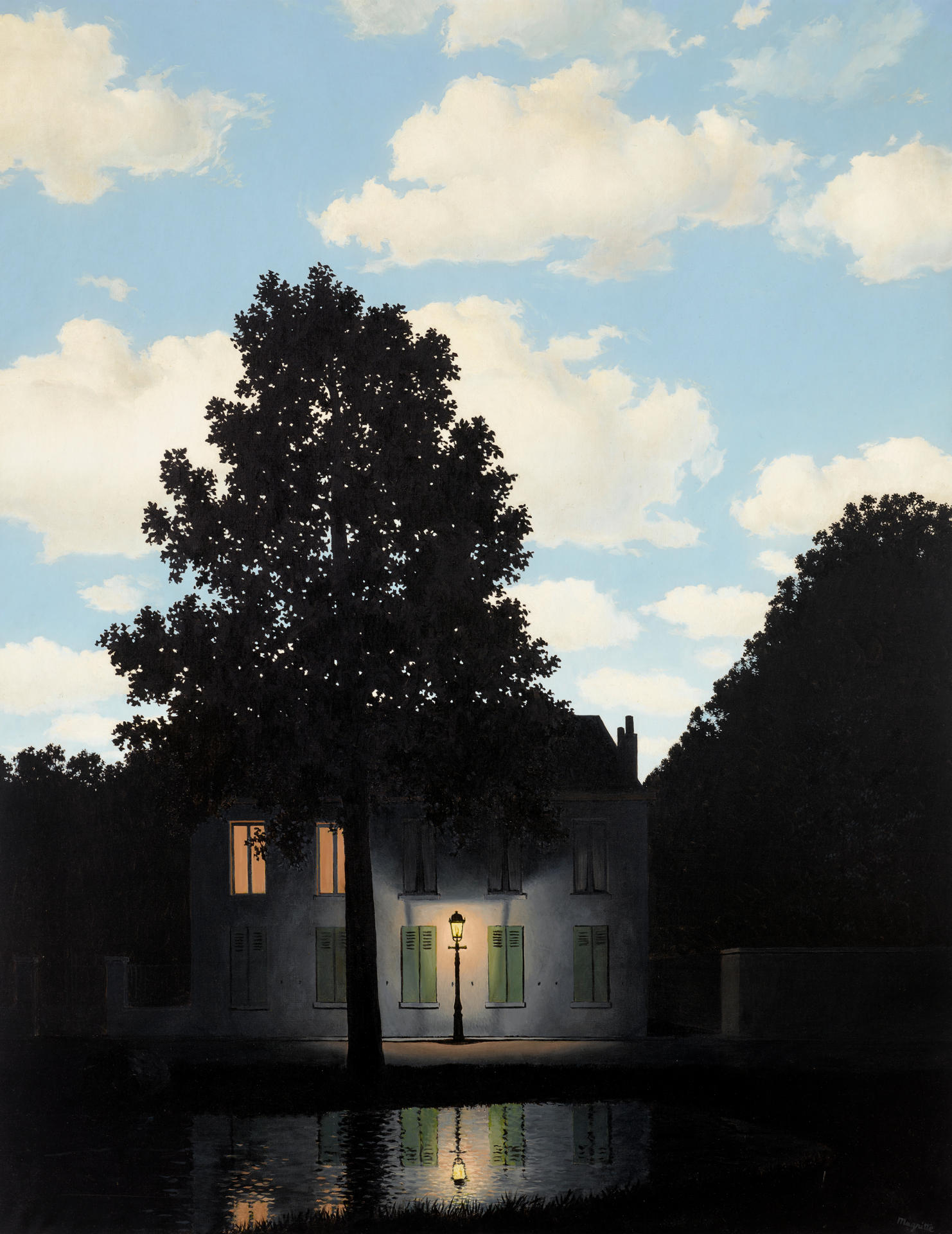 Fotografía cedida por Christie's donde se muestra una obra del pintor belga René Magritte de su serie 'El imperio de la luz', una de las 19 piezas de la colección de la empresaria de interiores Mica Ertegun, enfocada en obras del siglo XX, que se subastó este martes en Nueva York (Estados Unidos). EFE/ Christie's /SOLO USO EDITORIAL /NO VENTAS /SOLO DISPONIBLE PARA ILUSTRAR LA NOTICIA QUE ACOMPAÑA /CRÉDITO OBLIGATORIO