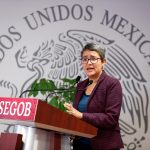 Fotografía de archivo del 28 de mayo de 2019 donde aparece la entonces titular de la Comisión Nacional de Búsqueda de Personas en México, Karla Quintana, durante una rueda de prensa celebrada en Ciudad de México (México). EFE/ José Méndez