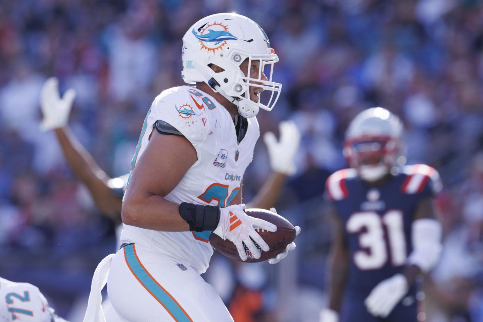 El fullback de los Miami Dolphins, Alec Ingold, en una imagen de archivo. EFE/EPA/CJ GUNTHER