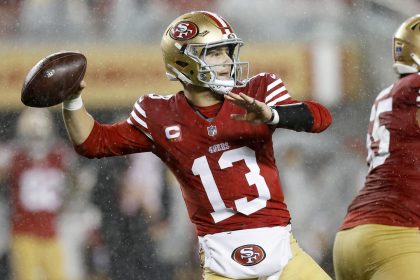 Fotografía de archivo, tomada el pasado 12 de diciembre, en la que se registró al mariscal de campo de los San Francisco 49ers, Brock Purdy, durante un partido de la NFL contra Los Ángeles Rams, en Santa Clara (CA, EE.UU.). EFE/John G. Mabanglo