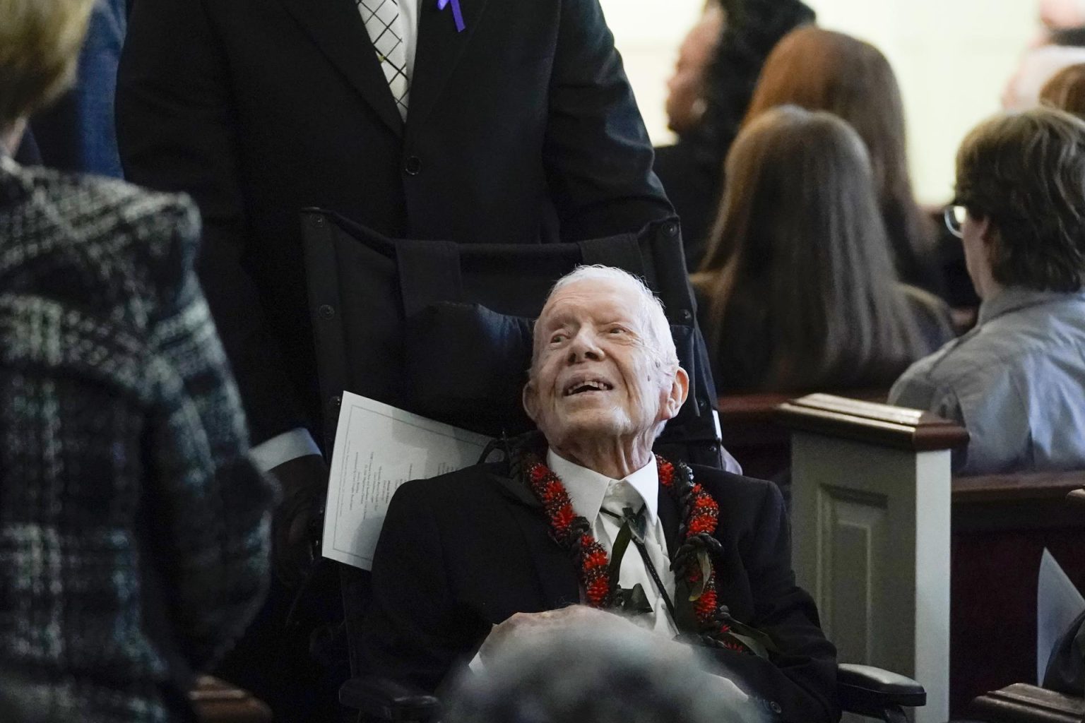 Foto de archivo del 29 de noviembre de 2023 del expresidente de Estados Unidos Jimmy Carter en el funeral de su esposa, Rosalynn Carter, en Plains, Georgia, EE. UU. EFE/EPA/ALEX BRANDON / POOL