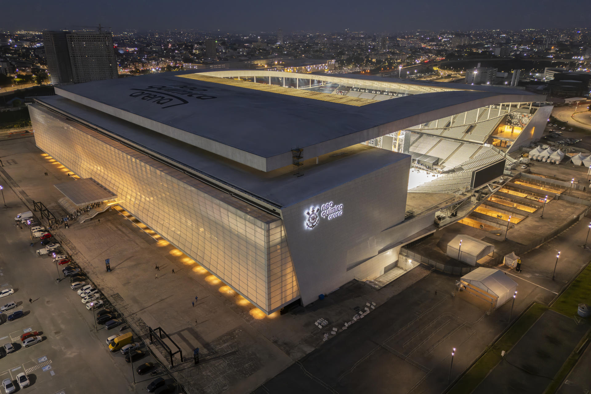 Vista panorámica aérea del estadio NeoQuimica Arena, en el barrio de Itaquera, en São Paulo (Brasil). EFE/Isaac Fontana
