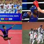 Combo de fotografías de archivo que muestran a la selección masculina de fútbol de Panamá (arriba-i), a la boxeadora panameña Atheyna Bylon (arriba-d), a la gimnasta panameña Hillary Heron (abajo-i) y al equipo de béisbol de Panamá. EFE