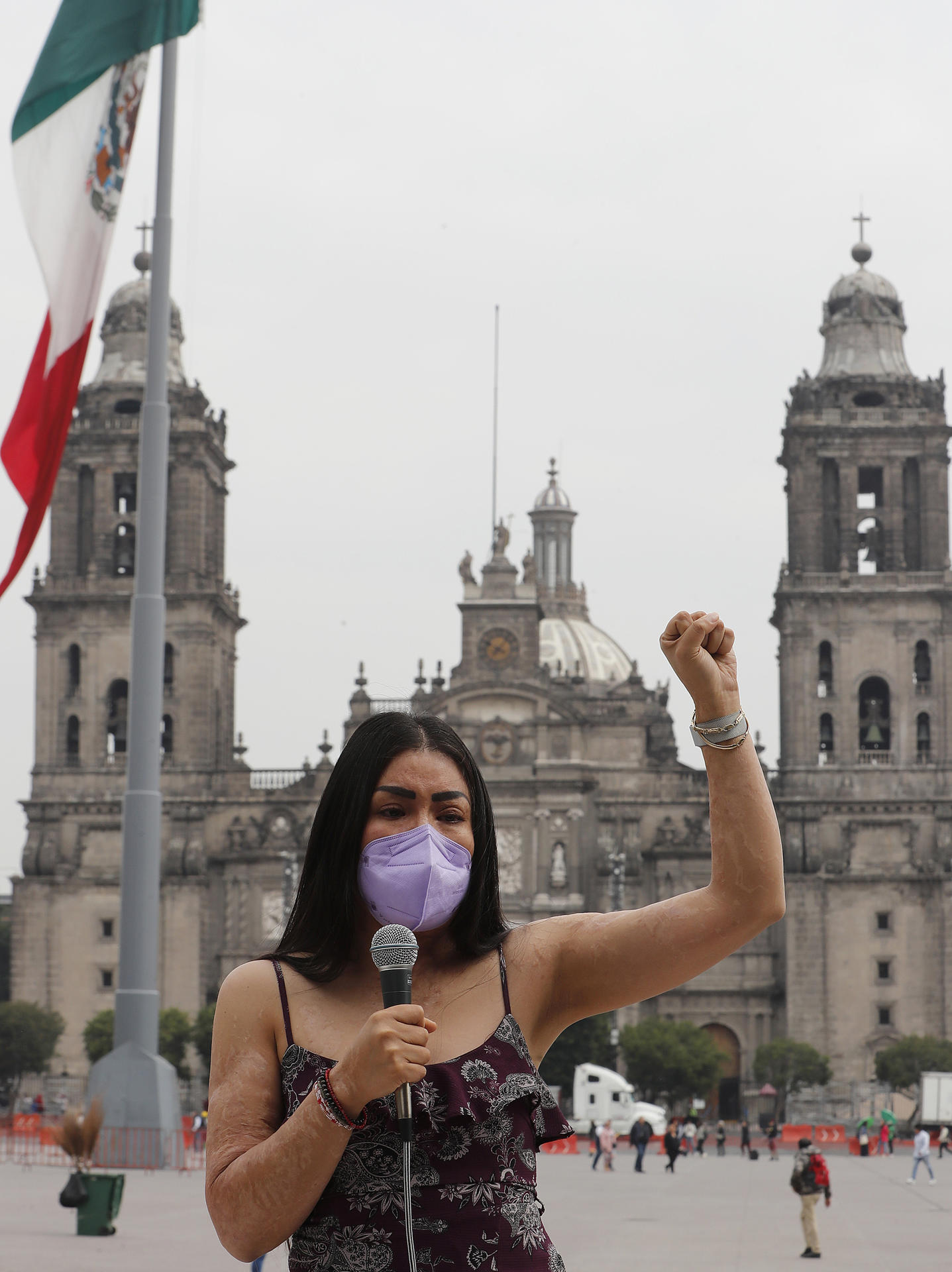 Fotografía de archivo del 9 de septiembre de 2024 de la saxofonista mexicana María Elena Ríos, durante una rueda de prensa en el Zócalo de Ciudad de México (México). EFE/Mario Guzmán