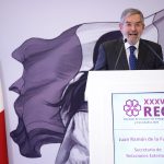 Fotografía cedida por la Secretaría de Relaciones Exteriores, del canciller Juan Ramón de la Fuente, durante la inauguración de la Reunión de Titulares de Embajadas y Consulados, este lunes en Ciudad de México(México). EFE/ Secretaría de Relaciones Exteriores /SOLO USO EDITORIAL/SOLO DISPONIBLE PARA ILUSTRAR LA NOTICIA QUE ACOMPAÑA (CRÉDITO OBLIGATORIO)