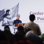 La presidenta de México, Claudia Sheinbaum, participa el viernes durante una rueda de prensa en Palacio Nacional de la Ciudad de México (México). EFE/Sáshenka Gutiérrez