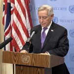 El embajador de Panamá ante la ONU, Eloy Alfaro de Alba, habla durante una ceremonia del Consejo de Seguridad, este jueves en Nueva York (Estados Unidos). EFE/ Javier Otazu