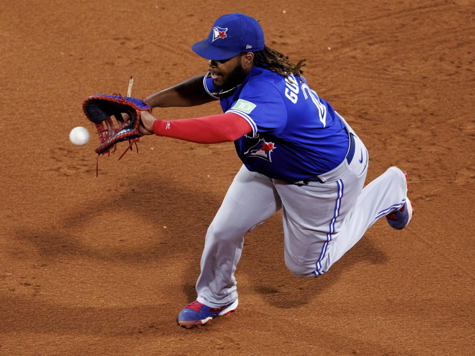 Fotografía de archivo del primera base de los Azulejos de Toronto, el dominicano Vladimir Guerrero Jr. EFE/CJ GUNTHER