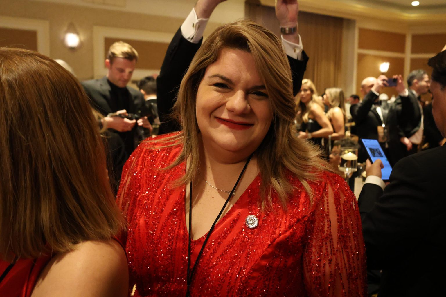 Jenniffer Gonzalez, gobernadora de Puerto Rico, llega a una gala hispana en Washington (Estados Unidos). EFE/ Octavio Guzmán